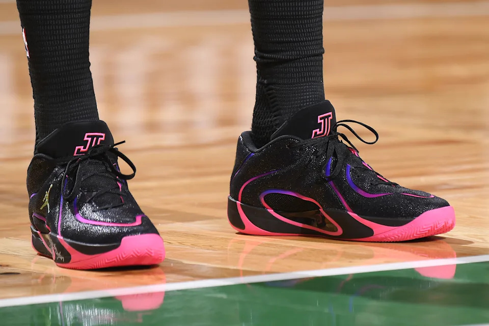 BOSTON, MA - MARCH 14: The sneakers worn by Jayson Tatum #0 of the Boston Celtics during the game against the Washington Wizards on March 14, 2026 at TD Garden in Boston, Massachusetts. NOTE TO USER: User expressly acknowledges and agrees that, by downloading and/or using this Photograph, user is consenting to the terms and conditions of the Getty Images License Agreement. Mandatory Copyright Notice: Copyright 2026 NBAE (Photo by Brian Babineau/NBAE via Getty Images) | NBAE via Getty Images