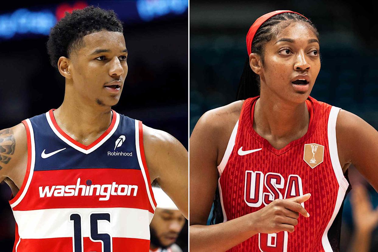 Julian Reese #15 of the Washington Wizards on March 08, 2026 in New Orleans, Louisiana ; Angel Reese of USA on March 15, 2026 in San Juan, Puerto Rico.Credit: Tyler Kaufman/Getty ; Alexa Alejandro/FIBA via Getty