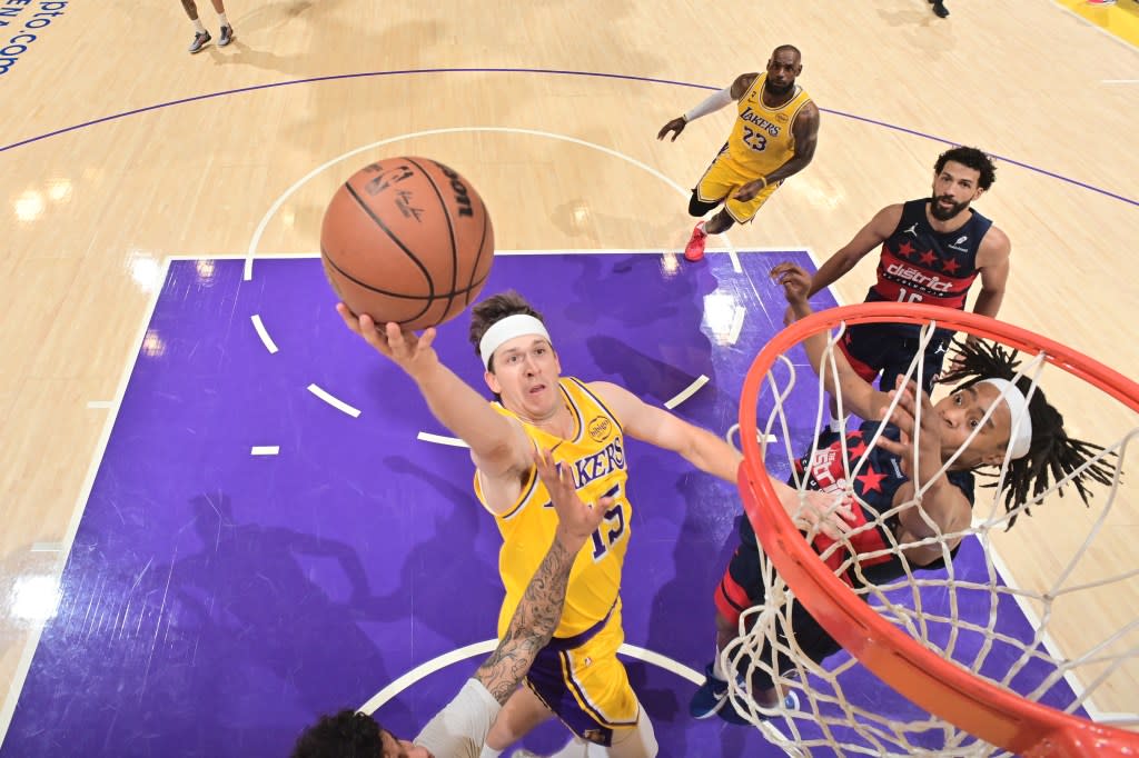Austin Reaves was finished with 19 points and nine assists in 27 minutes. NBAE via Getty Images