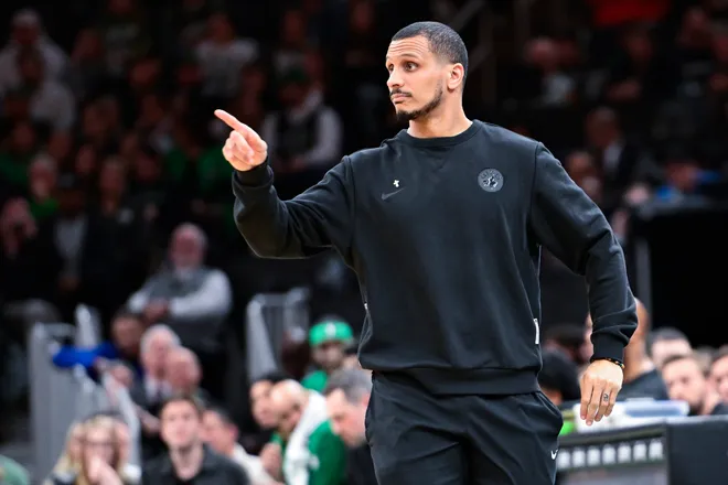 BOSTON, MASSACHUSETTS - JANUARY 28: Head coach Joe Mazzulla of the Boston Celtics motions to his players during the second half against the Atlanta Hawks at TD Garden on January 28, 2026 in Boston, Massachusetts. NOTE TO USER: User expressly acknowledges and agrees that, by downloading and or using this photograph, User is consenting to the terms and conditions of the Getty Images License Agreement. (Photo by Jaiden Tripi/Getty Images)