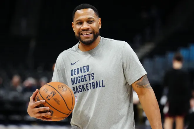 Dec 8, 2023; Denver, Colorado, USA; Denver Nuggets player development coach Stephen Graham before the game against the Houston Rockets at Ball Arena. Mandatory Credit: Ron Chenoy-USA TODAY Sports