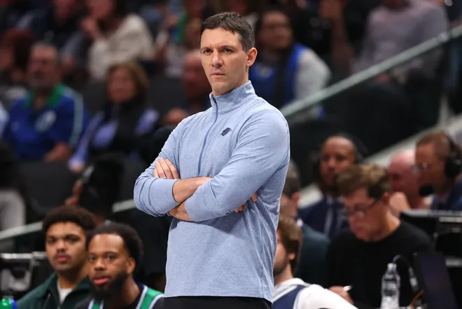 DALLAS, TEXAS - MARCH 01: Head coach Mark Daigneault of the Oklahoma City Thunder watches play during the second quarter of the game against the Dallas Mavericks at American Airlines Center on March 01, 2026 in Dallas, Texas. NOTE TO USER: User expressly acknowledges and agrees that, by downloading and or using this photograph, user is consenting to the terms and conditions of the Getty Images License Agreement. (Photo by Sam Hodde/Getty Images)