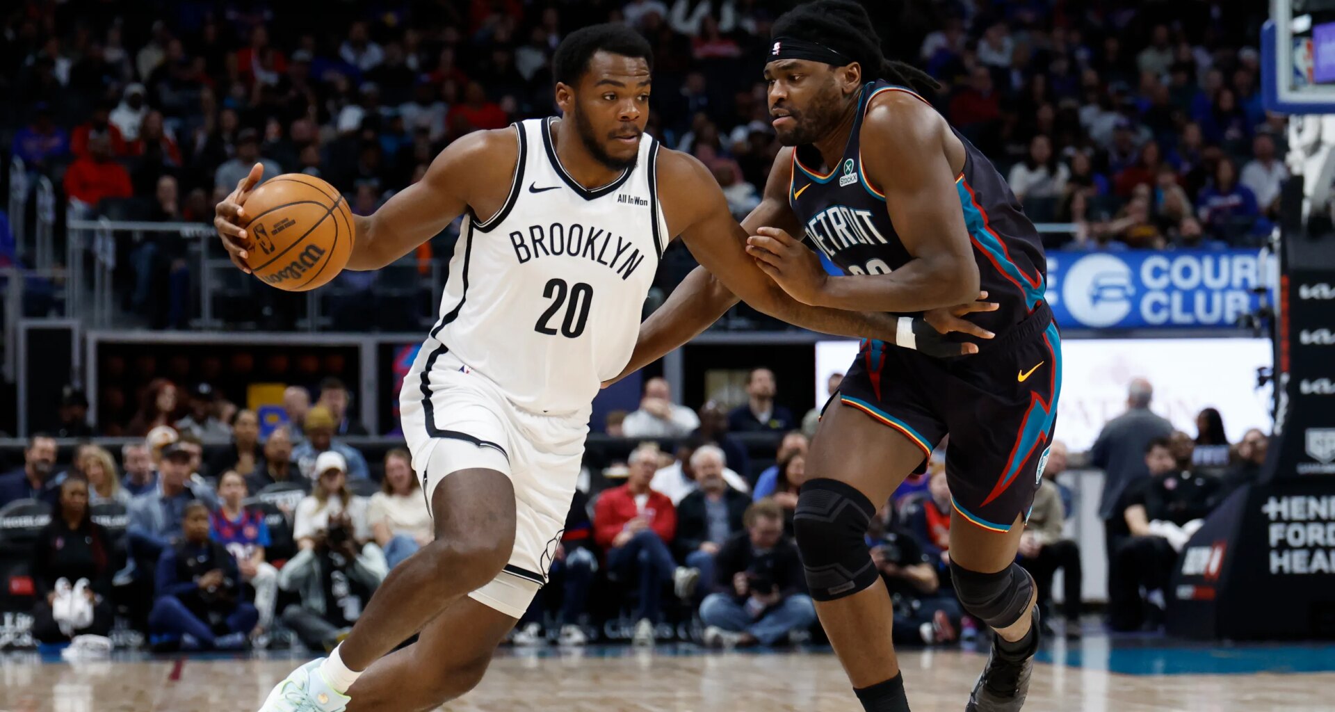 Nets' Day'Ron Sharpe reacts to 23-point comeback win over Pistons