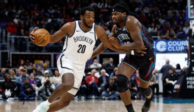 Nets' Day'Ron Sharpe reacts to 23-point comeback win over Pistons