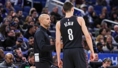 Nets' Jordi Fernandez reacts to Egor Demin being ruled out for season