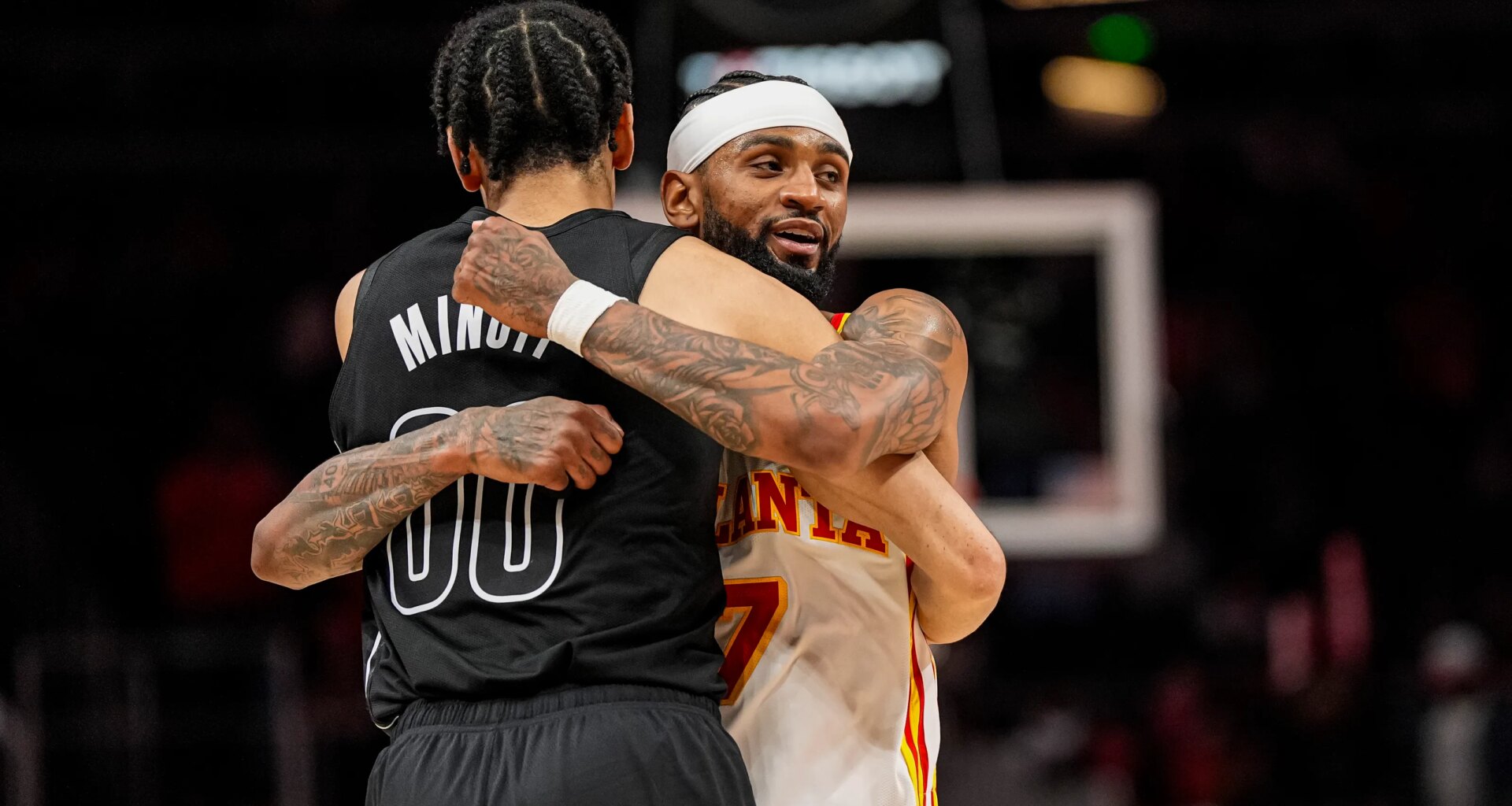 Nets' Josh Minott reacts to scoring career-high 24 points at Hawks