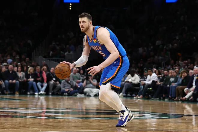 Mar 25, 2026; Boston, Massachusetts, USA; Oklahoma City Thunder center Isaiah Hartenstein (55) during the second quarter against the Boston Celtics at TD Garden. Mandatory Credit: Winslow Townson-Imagn Images
