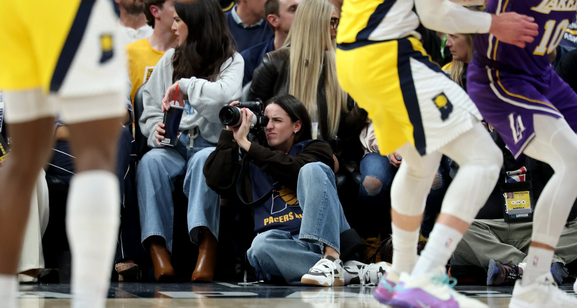 Caitlin Clark as photographer snapped amazing photos at Pacers-Lakers