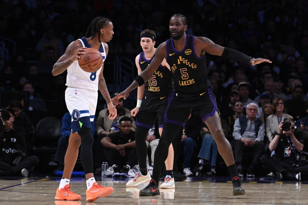 Ayton finished with a 14-point, 12-rebound double-double in the Lakers’ 120–106 victory against the Timberwolves. NBAE via Getty Images