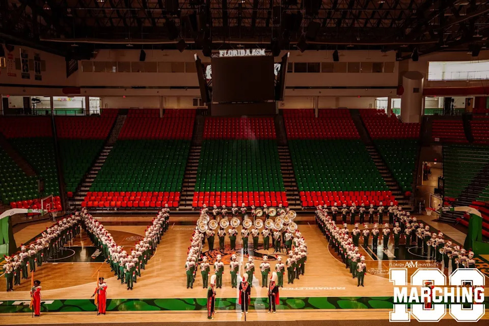 FAMU's Marching 100 band performs the theme song "Victory" for NBA on Prime.