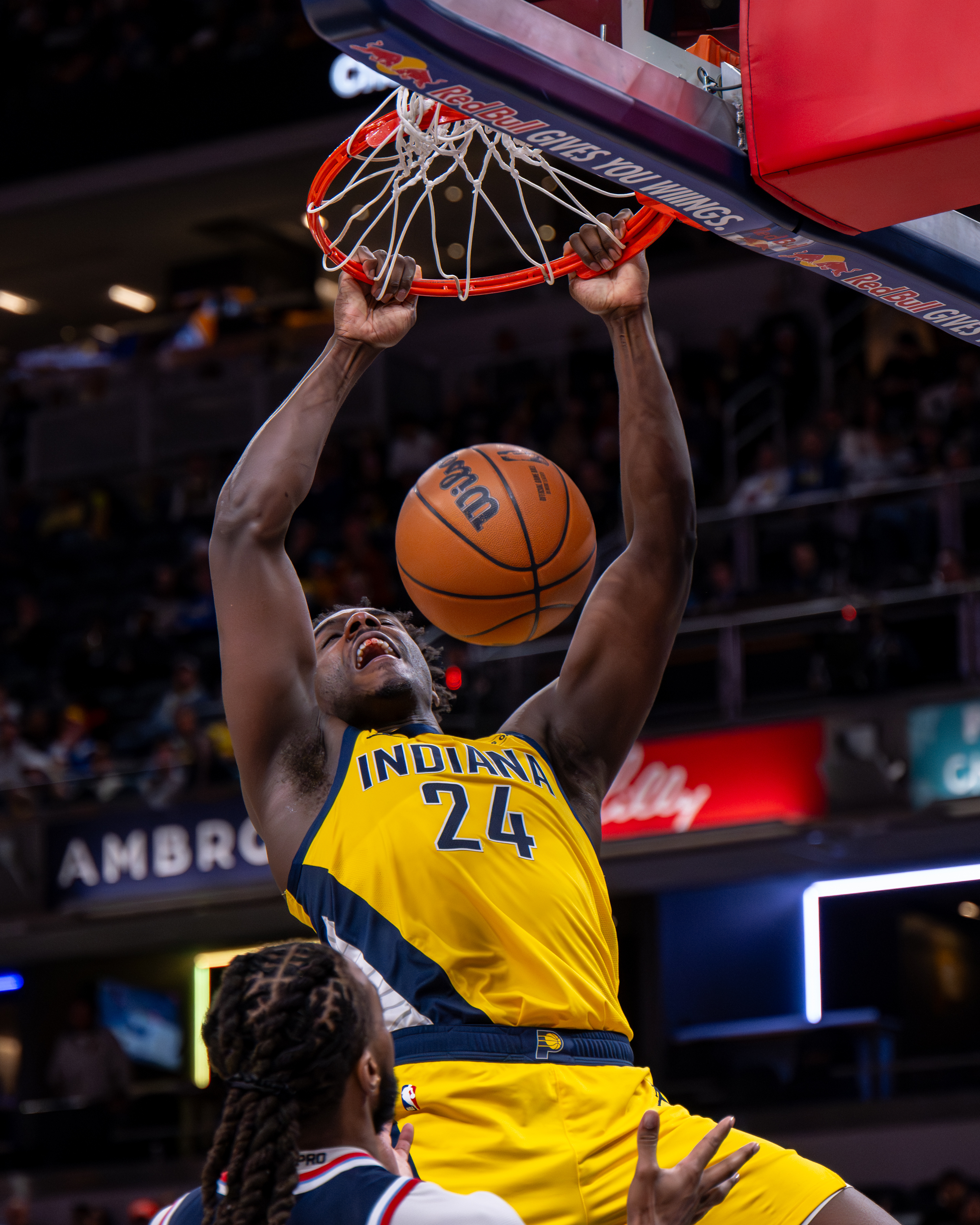 Indiana Pacers guard Kobe Brown (24) dunks during the second...