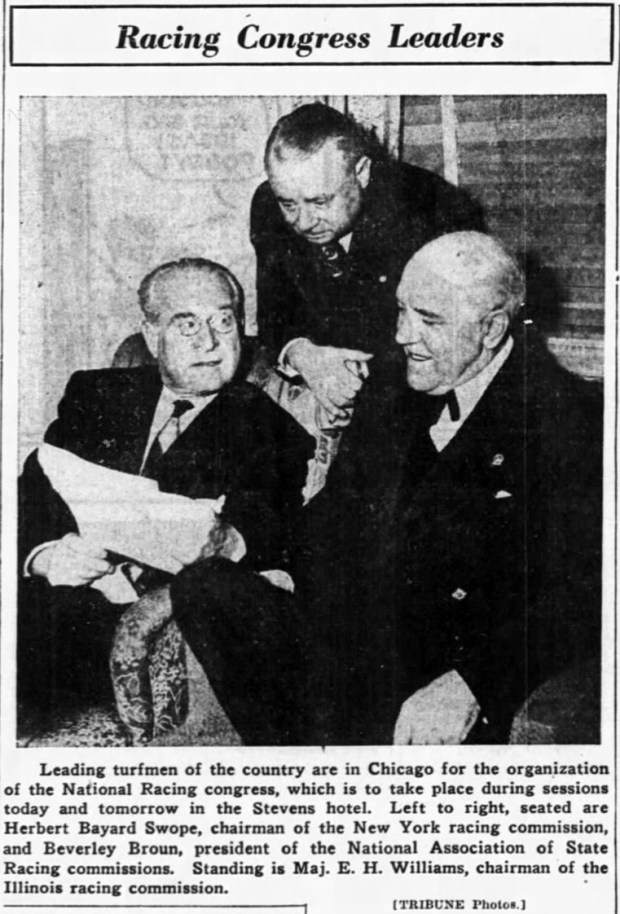 The Thoroughbred Racing Associations of North America was created on March 19, 1942, during a special meeting at the Stevens Hotel in Chicago. (Chicago Tribune)