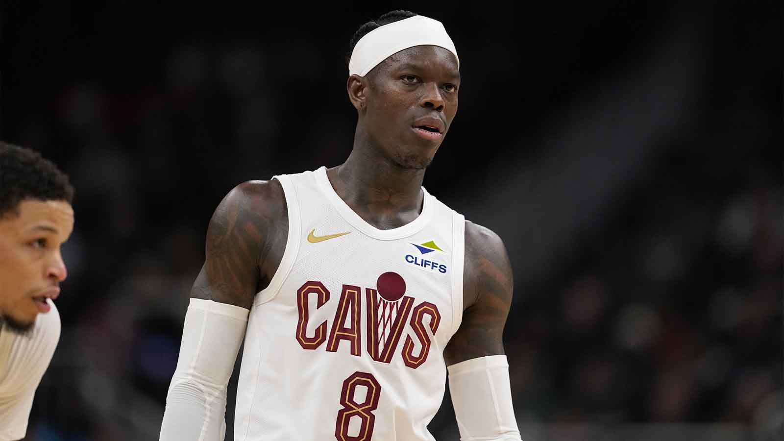 Cleveland Cavaliers guard Dennis Schroder (8) during the game against the Milwaukee Bucks at Fiserv Forum. Mandatory Credit: Jeff Hanisch-Imagn Images
