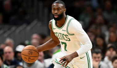 BOSTON, MASSACHUSETTS - DECEMBER 22: Jaylen Brown #7 of the Boston Celtics dribbles the ball against the Indiana Pacers during the first half at the TD Garden on December 22, 2025 in Boston, Massachusetts. NOTE TO USER: User expressly acknowledges and agrees that, by downloading and or using this photograph, User is consenting to the terms and conditions of the Getty Images License Agreement. (Photo by Brian Fluharty/Getty Images)