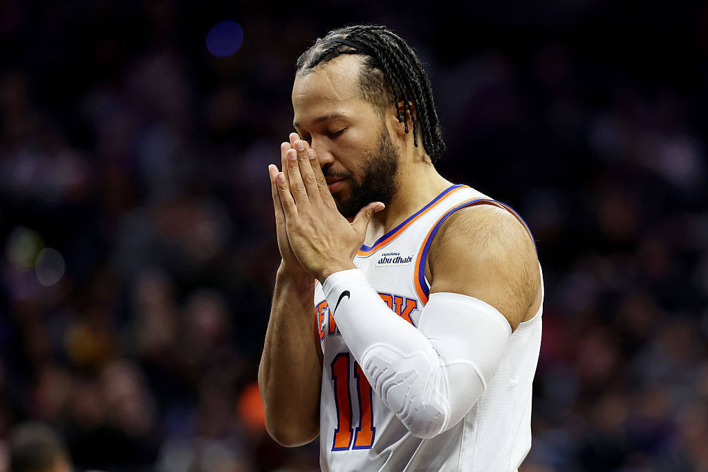 Jalen Brunson during a New York Knicks game, featured in today’s NBA player prop and same game parlays.