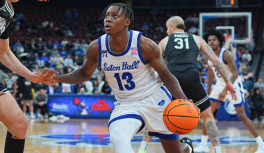 NEWARKNJ - FEBRUARY 07: Trey Parker #13 of the Seton Hall Pirates during the game against the Providence Friars on February 11, 2026 at Prudential Center in Newark, New Jersey. (Photo by Rich Graessle/Icon Sportswire via Getty Images)