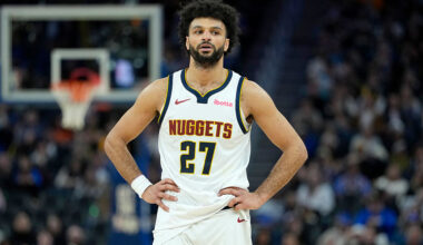 SAN FRANCISCO, CALIFORNIA - FEBRUARY 22: Jamal Murray #27 of the Denver Nuggets looks on against the Golden State Warriors in the second half of an NBA basketball game at Chase Center on February 22, 2026 in San Francisco, California. NOTE TO USER: User expressly acknowledges and agrees that, by downloading and or using this photograph, User is consenting to the terms and conditions of the Getty Images License Agreement. (Photo by Thearon W. Henderson/Getty Images)