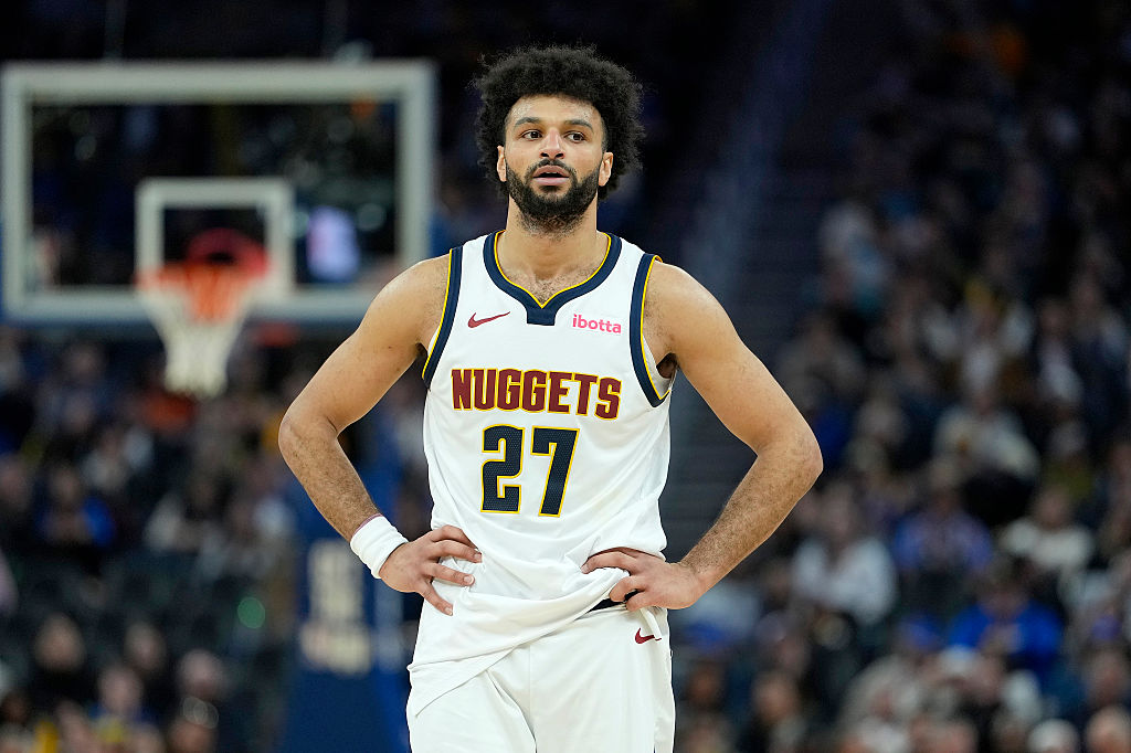 SAN FRANCISCO, CALIFORNIA - FEBRUARY 22: Jamal Murray #27 of the Denver Nuggets looks on against the Golden State Warriors in the second half of an NBA basketball game at Chase Center on February 22, 2026 in San Francisco, California. NOTE TO USER: User expressly acknowledges and agrees that, by downloading and or using this photograph, User is consenting to the terms and conditions of the Getty Images License Agreement. (Photo by Thearon W. Henderson/Getty Images)