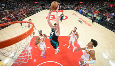 ATLANTA, GA - MARCH 1: Donovan Clingan #23 of the Portland Trail Blazers dunks the ball during the game against the Atlanta Hawks on March 1, 2026 at State Farm Arena in Atlanta, Georgia. NOTE TO USER: User expressly acknowledges and agrees that, by downloading and/or using this Photograph, user is consenting to the terms and conditions of the Getty Images License Agreement. Mandatory Copyright Notice: Copyright 2026 NBAE (Photo by Adam Hagy/NBAE via Getty Images)
