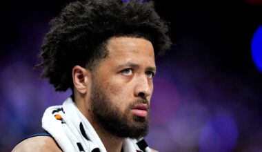DETROIT, MICHIGAN - FEBRUARY 27: Cade Cunningham #2 of the Detroit Pistons looks on against the Cleveland Cavaliers at Little Caesars Arena on February 27, 2026 in Detroit, Michigan. NOTE TO USER: User expressly acknowledges and agrees that, by downloading and or using this photograph, User is consenting to the terms and conditions of the Getty Images License Agreement. (Photo by Nic Antaya/Getty Images)