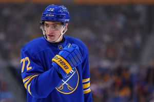 BUFFALO, NEW YORK - MARCH 07: Tage Thompson #72 of the Buffalo Sabres during an NHL game against the Nashville Predators on March 07, 2026 at KeyBank Center in Buffalo, New York. (Photo by Bill Wippert/NHLI via Getty Images)