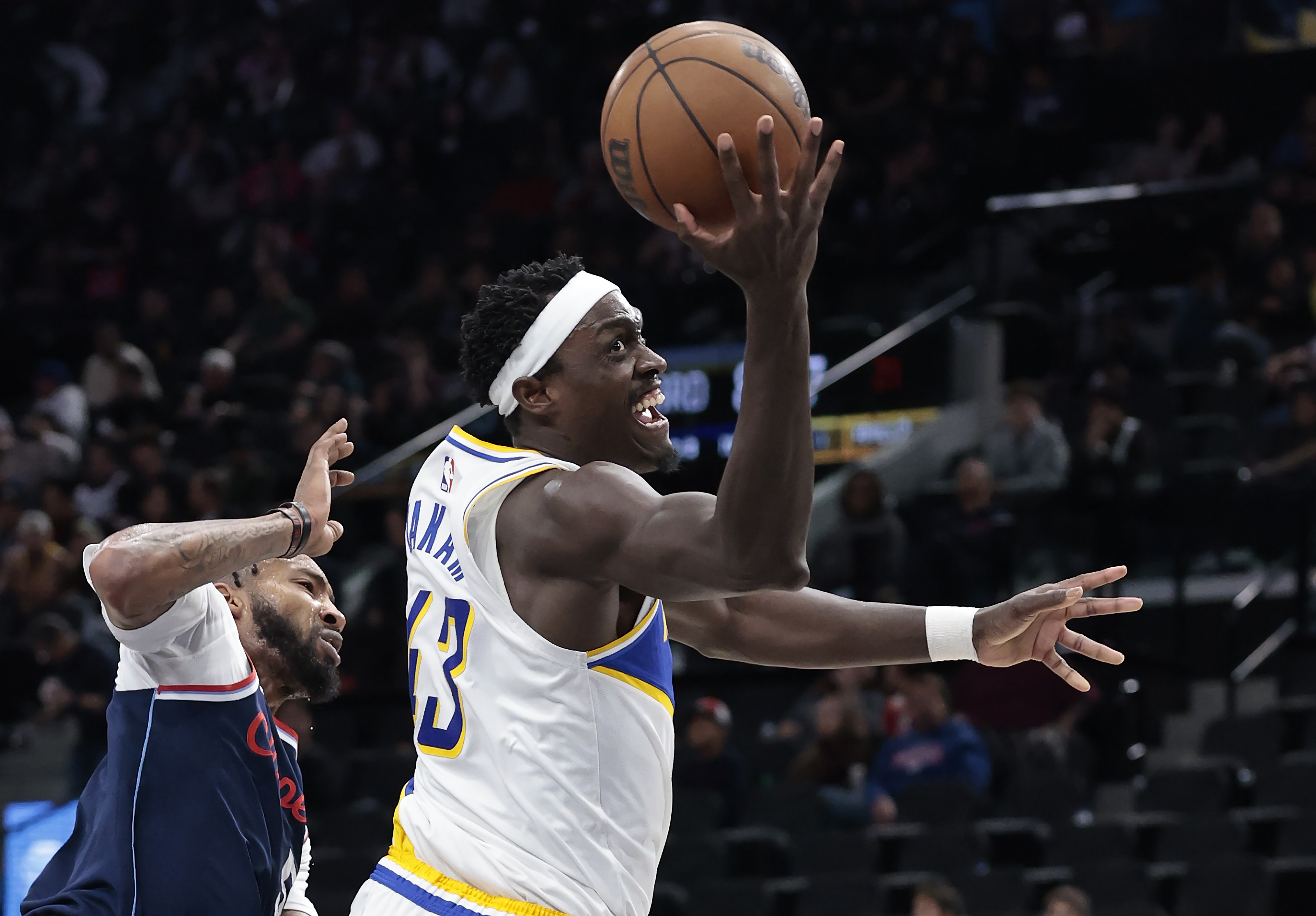 Indiana Pacers forward Pascal Siakam takes a shot in front...