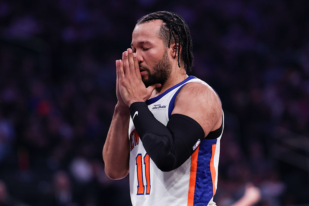 NEW YORK, NEW YORK - MARCH 15: Jalen Brunson #11 of the New York Knicks prepares before the game against the Golden State Warriors at Madison Square Garden on March 15, 2026 in New York City. NOTE TO USER: User expressly acknowledges and agrees that, by downloading and or using this photograph, user is consenting to the terms and conditions of the Getty Images License Agreement. (Photo by Dustin Satloff/Getty Images)