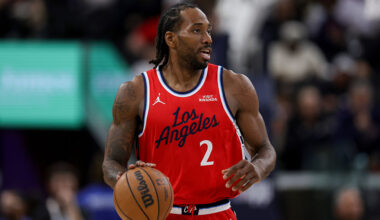 INGLEWOOD, CALIFORNIA - MARCH 14: Kawhi Leonard #2 of the Los Angeles Clippers dribbles during an NBA game against the Sacramento Kings at Intuit Dome on March 14, 2026 in Inglewood, California. NOTE TO USER: User expressly acknowledges and agrees that, by downloading and or using this photograph, User is consenting to the terms and conditions of the Getty Images License Agreement. (Photo by Ryan Sun/Getty Images)