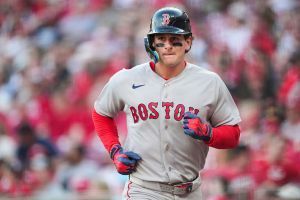 CINCINNATI, OH - MARCH 26: Roman Anthony #19 of the Boston Red Sox jogs back to the dugout after scoring in the ninth inning during the game between the Boston Red Sox and the Cincinnati Reds at Great American Ball Park on Thursday, March 26, 2026 in Cincinnati, Ohio. (Photo by Jeffrey Dean/MLB Photos via Getty Images)