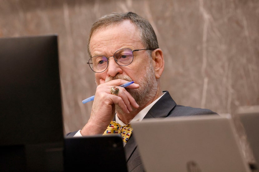 Judge Bill Whitehill is seen during a hearing concerning the Dallas Mavericks and the Dallas...