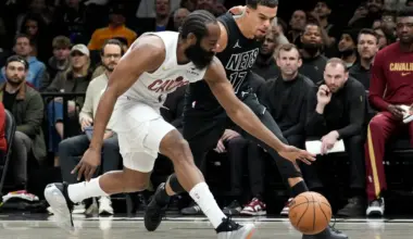 Harden scores 22 points with broken thumb, leads Cavaliers over the Nets 106-102