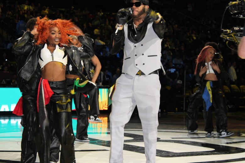 Dancers with the Brooklynettes and Team Hype perform with Red Café during the West Indian Carnival-themed night at Barclays Center in Brooklyn on Tuesday, March 10, 2026. Photos by Macollvie J. Neel for The Haitian Times