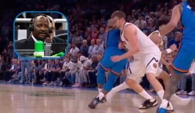 Thunder announcer has rough moment after Lu Dort hits Nikola Jokić in face