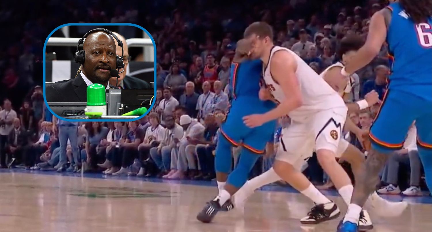 Thunder announcer has rough moment after Lu Dort hits Nikola Jokić in face