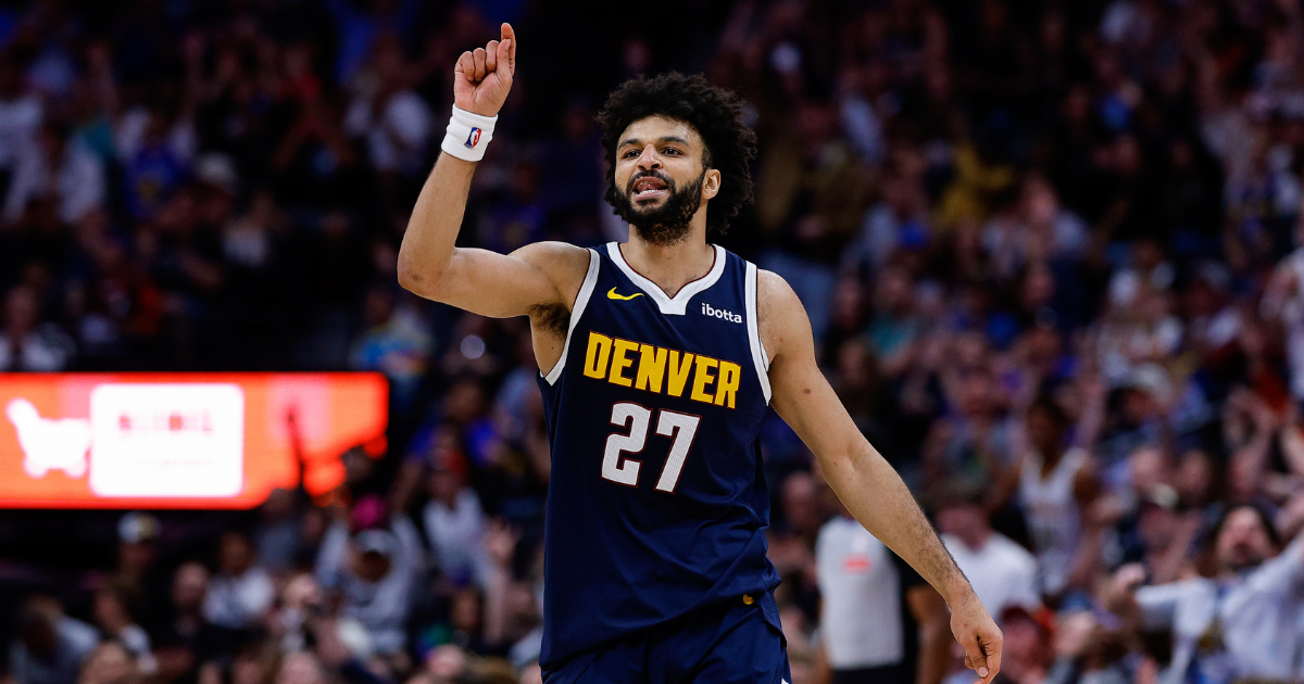 Mar 25, 2026; Denver, Colorado, USA; Denver Nuggets guard Jamal Murray (27) reacts after a play in the fourth quarter against the Dallas Mavericks at Ball Arena. Mandatory Credit: Isaiah J. Downing-Imagn Images