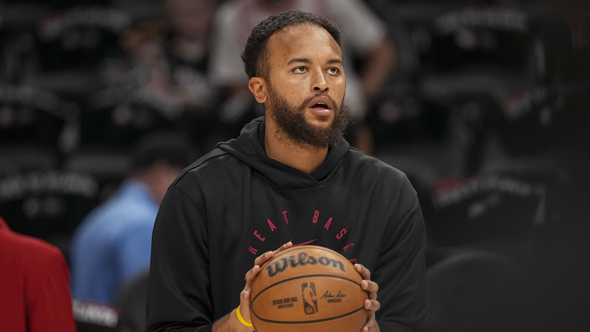 Miami Heat forward Kyle Anderson (20) shown on the court before the game against the Atlanta Hawks at State Farm Arena.