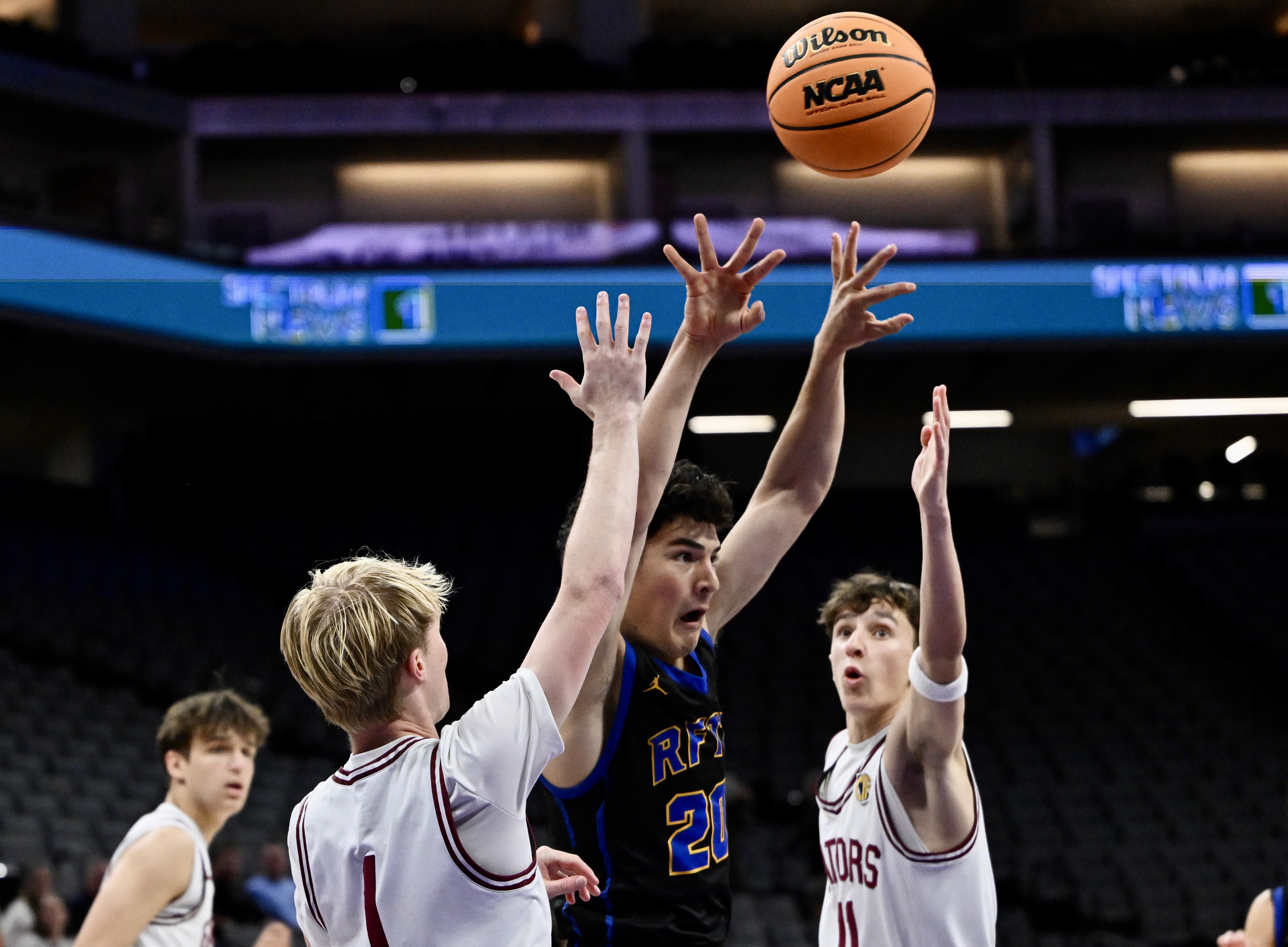 Garrett Brehmer #20 of the San Juan Hills Stallions passes...