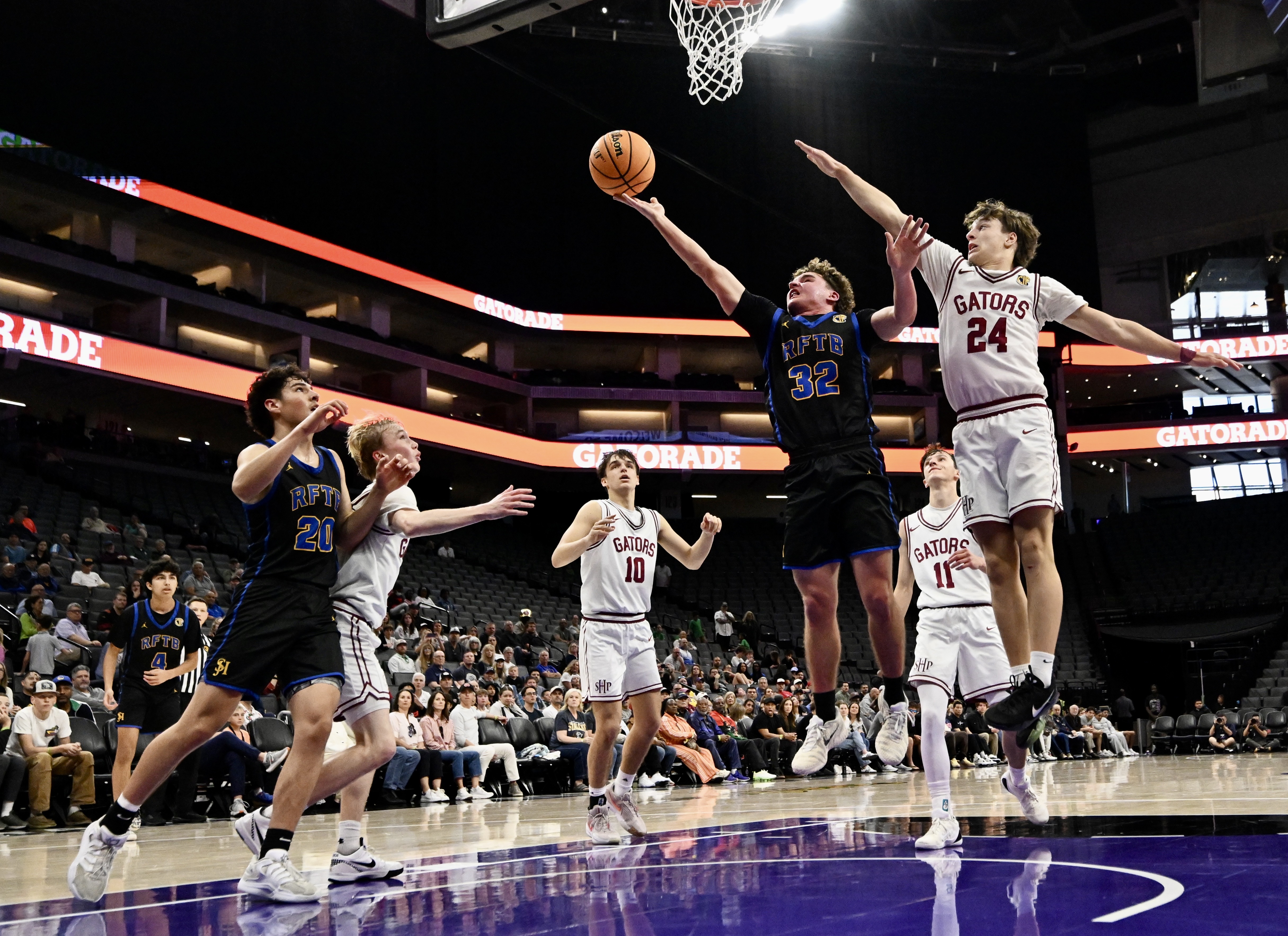 Justin Ashkar #32 of the San Juan Hills Stallions drives...