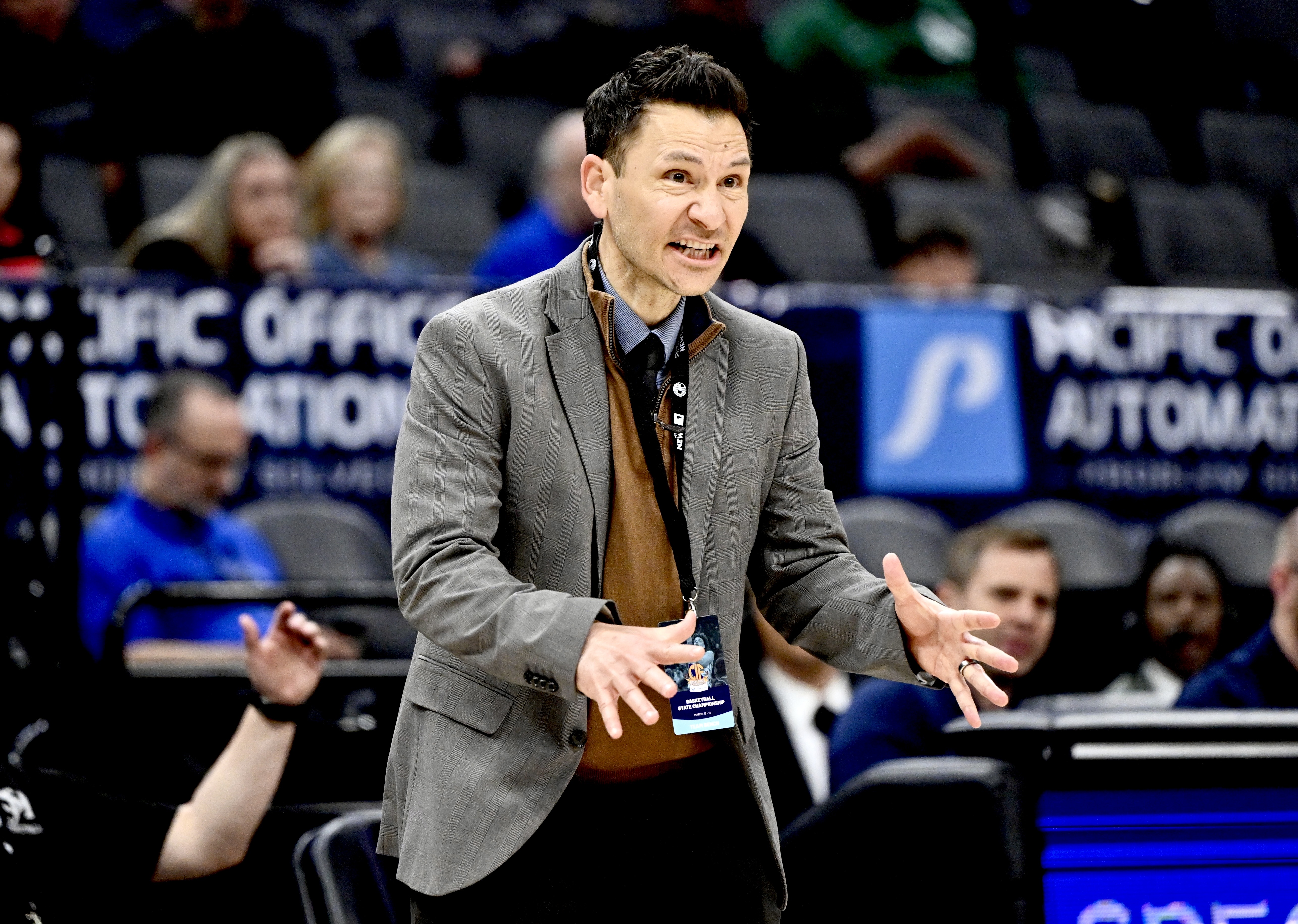 Head coach Jason Efstathiou of the San Juan Hills Stallions...