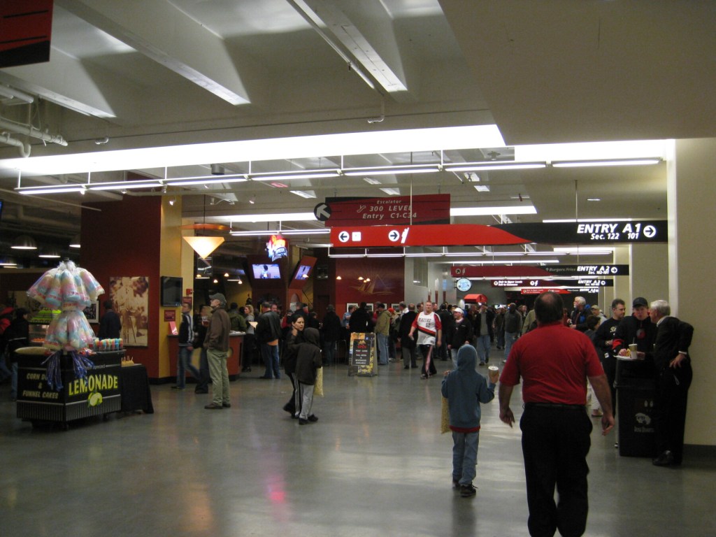 The concourse inside Moda Center on a game day.  Photo: Wikimedia Commons