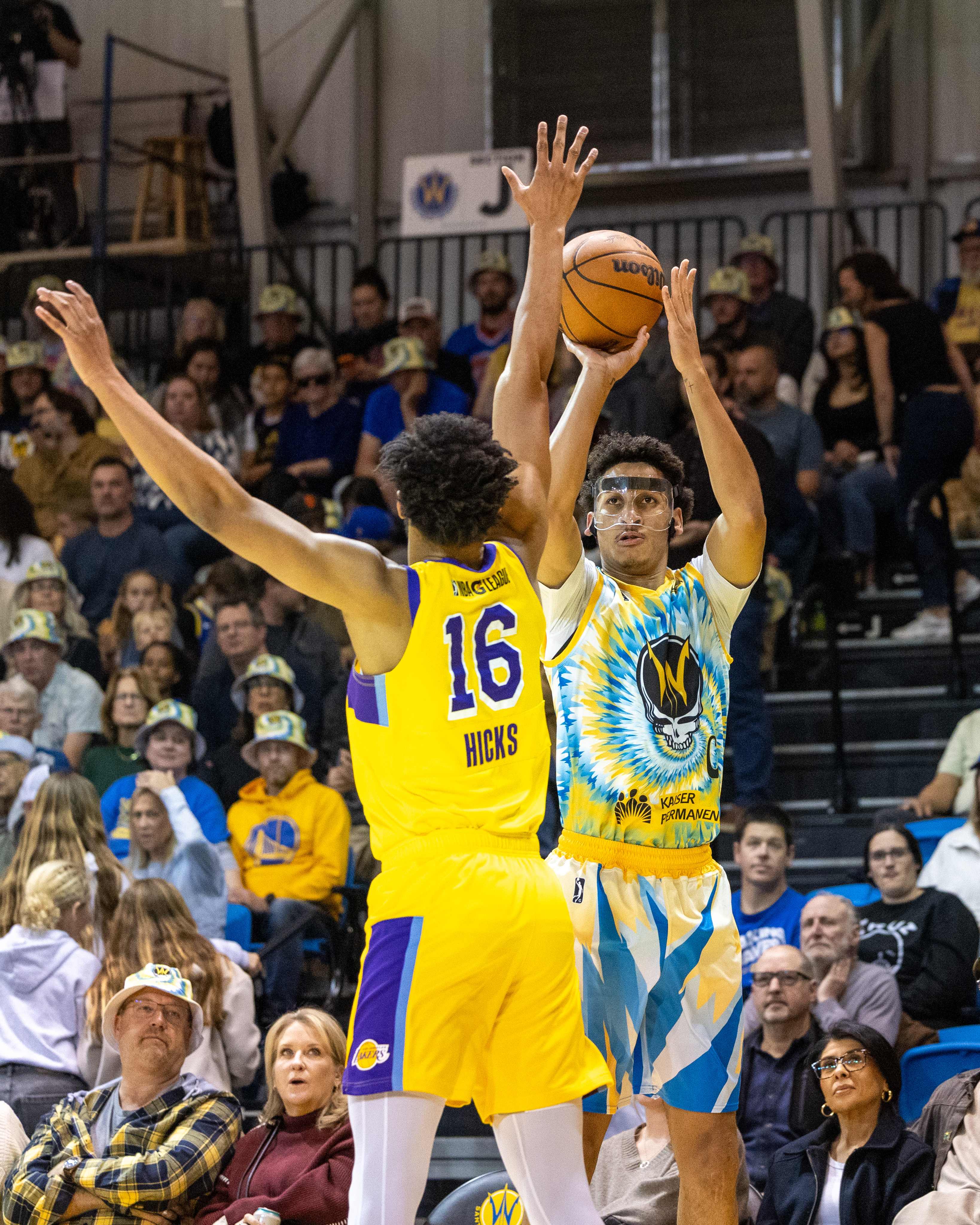 Santa Cruz Warriors forward Jack Clark shoots a 3-pointer while...