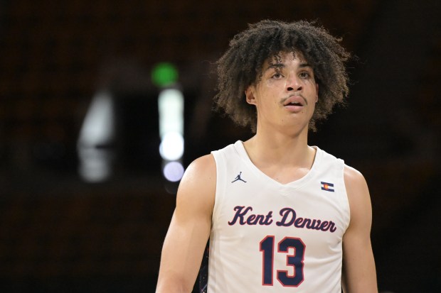 Kent Denver's Caleb Fay (13) during the 4A semifinal game against Timnath at Denver Coliseum in Denver on Friday, March 13, 2026. (Photo by Hyoung Chang/The Denver Post)
