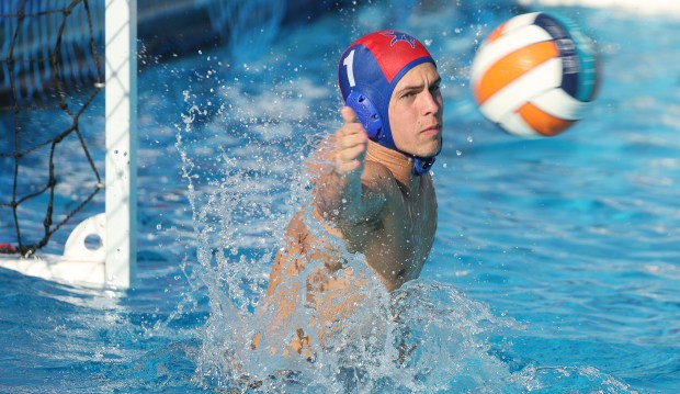 West Orange senior water polo goalkeeper Bailey Patriola has made 84 saves. (Stephen M. Dowell/Orlando Sentinel)