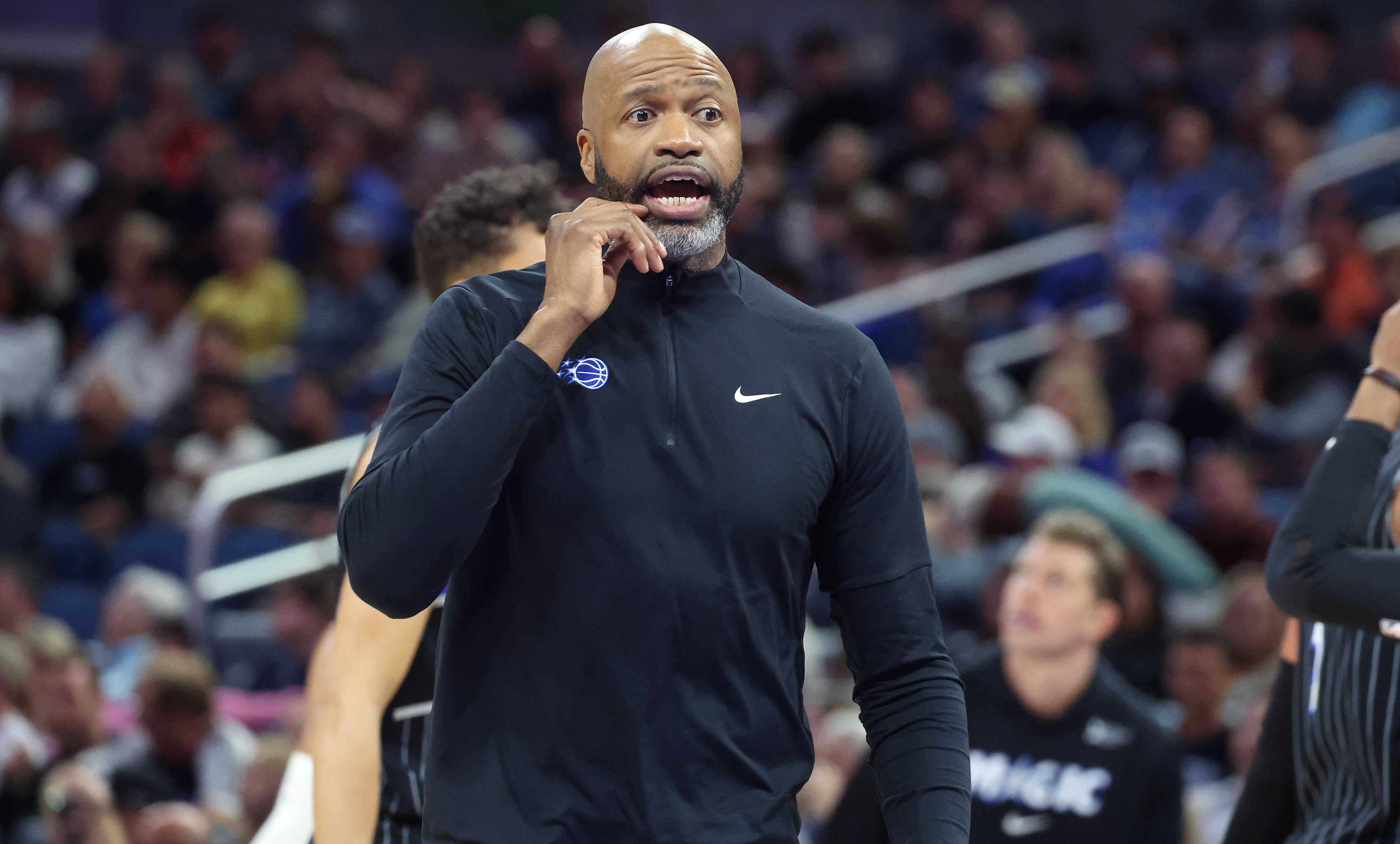 Orlando coach Jamahl Mosley is pictured during the Dallas Mavericks...