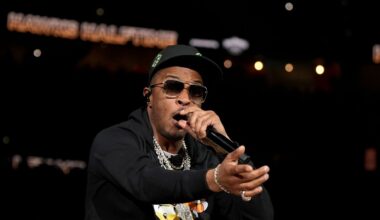 Rapper T.I performs at halftime of an NBA basketball game between the Atlanta Hawks and the Orlando Magic, Monday, March 16, 2026, in Atlanta. (AP Photo/Mike Stewart)