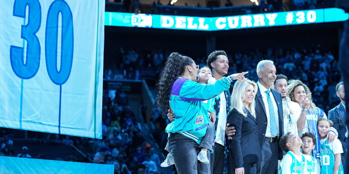 A deserved tribute for Dell Curry, who has his No. 30 jersey raised to the Charlotte rafters