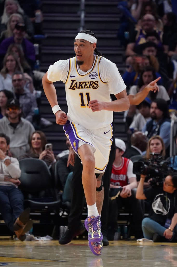 Lakers center Jaxson Hayes has meshed well with star Luka Dončić this season. David Gonzales-Imagn Images