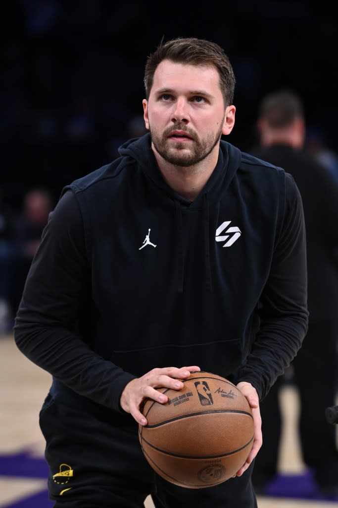 Doncic during pregame warmups. NBAE via Getty Images