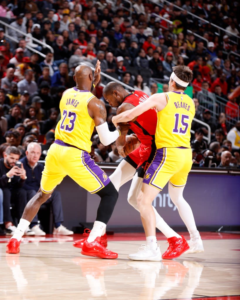 Kevin Durant was hit with several double-teams during the second half of Monday’s loss to the Lakers. NBAE via Getty Images