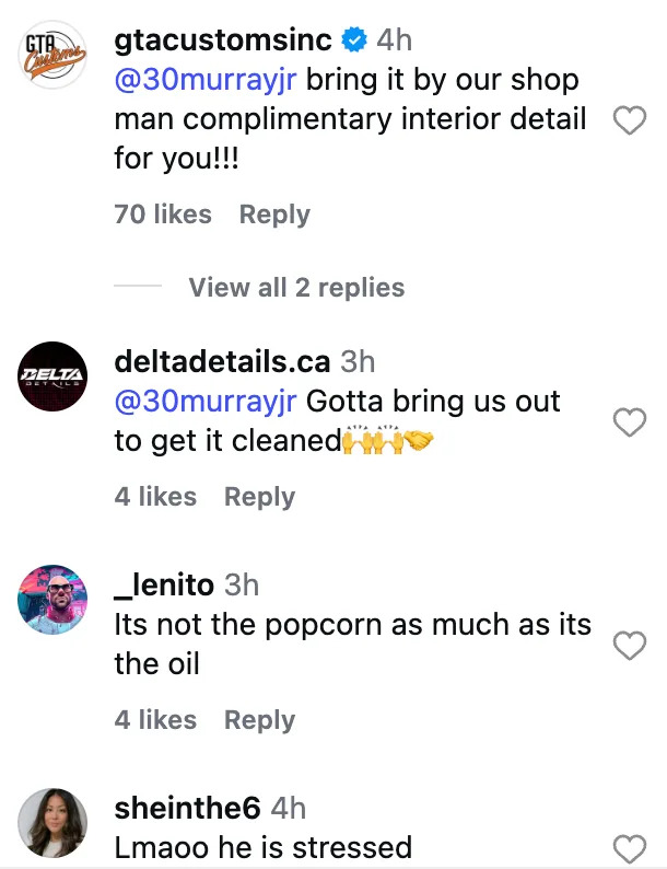 Car detailing companies reach out to Collin Murray-Boyles (Credit: Instagram/Raptors)